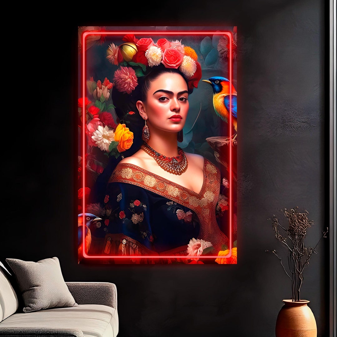 Frida Light Frida Kahlo LED Light Painting Reproduction on Canvas Modern Large Size ...