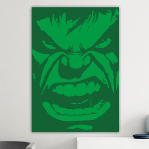 Super Eroe verde cartone animato, poster o quadro su tela da appendere, arredamento casa ufficio