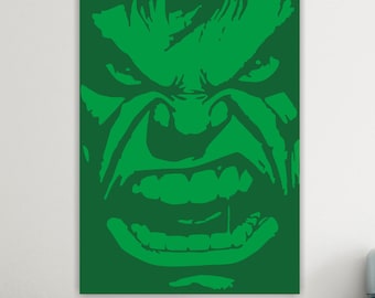 Green Super Hero Cartoon Poster or Canvas Wall Art for Home Office Decor