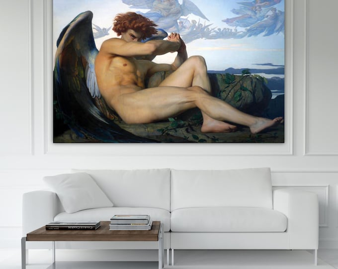 Canvas Print Fallen Angel Reproduction, Alexandre Cabanel, Interior Wall Decor. Canvas Wall Poster or Picture to Hang