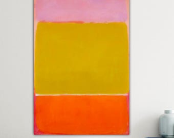 Mark Rothko Painting or Poster, Abstract Expressionism, Art Reproduction, Canvas Print, Colorful Composition Pink Orange and Yellow.