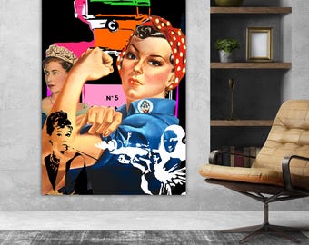 Girls Power Large Feminist Painting Canvas Prints Wall Art Home Decor. Women Power.