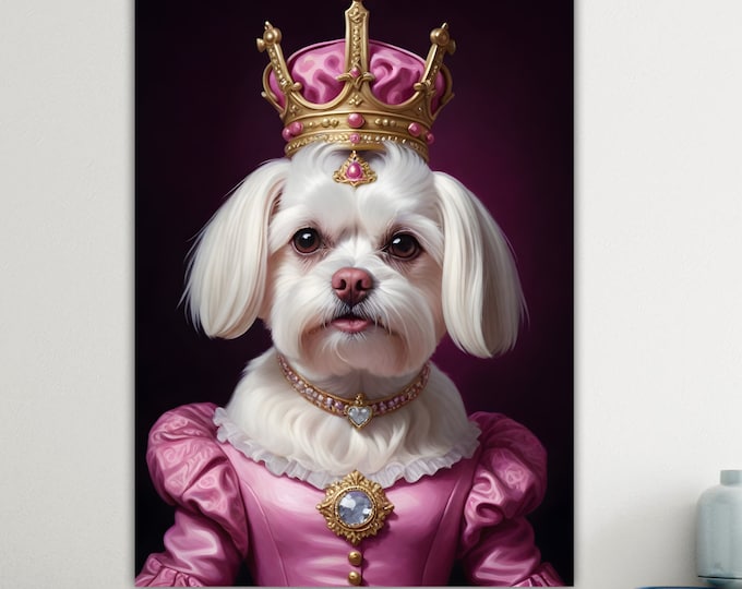 Modern poster or canvas painting, Maltese Dog Nina, Animal nobility, large print, wall decorations.