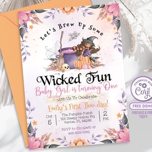 Editable Witch’s Brew Invite Wicked Fun Halloween Invitation 1st Birthday Halloween Evite Witches First Birthday Party Supplies Printable