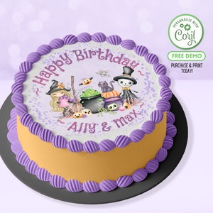 Editable Witch’s Brew Cake Image Witch Cake Topper Spooky Round Cake Template Edible Ink Halloween Birthday Cake Do It Yourself Cake CBP001