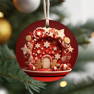 Round Christmas Ornament Design, Ornament Sublimation Design PNG, Christmas Round Ornament PNG, Instant Download, 3D Ornament Design