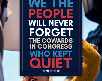 Printable We The People Will Never Forget Protest Sign, No Kings Nit Trump Protest For March,  Pro Democracy, Digital Download