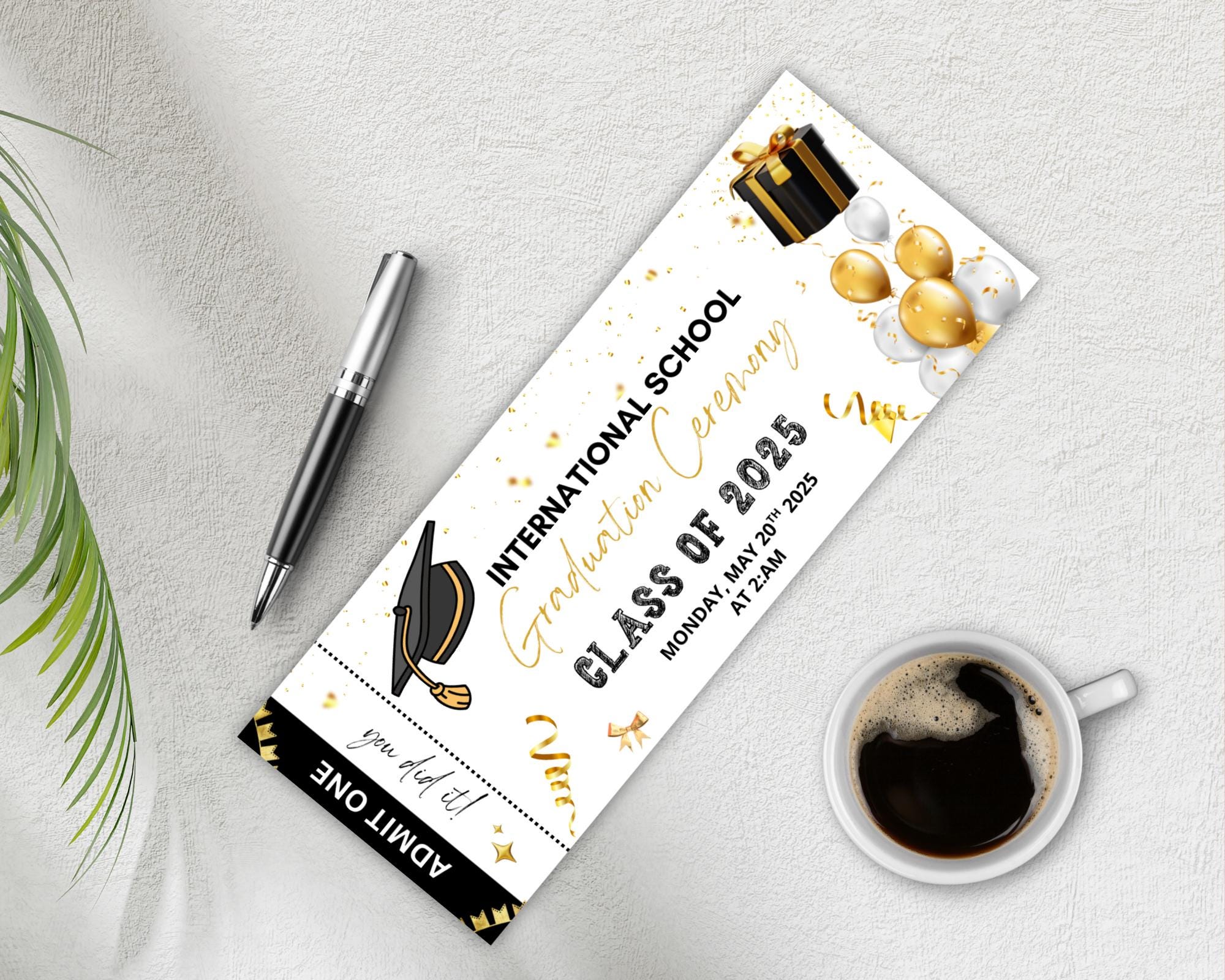 Editable Graduation Ceremony Ticket: Class of 2025 (instant Download ...