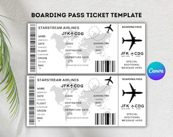 Editable Boarding Pass Template: Surprise Trip Ticket (Canva, Instant Download)