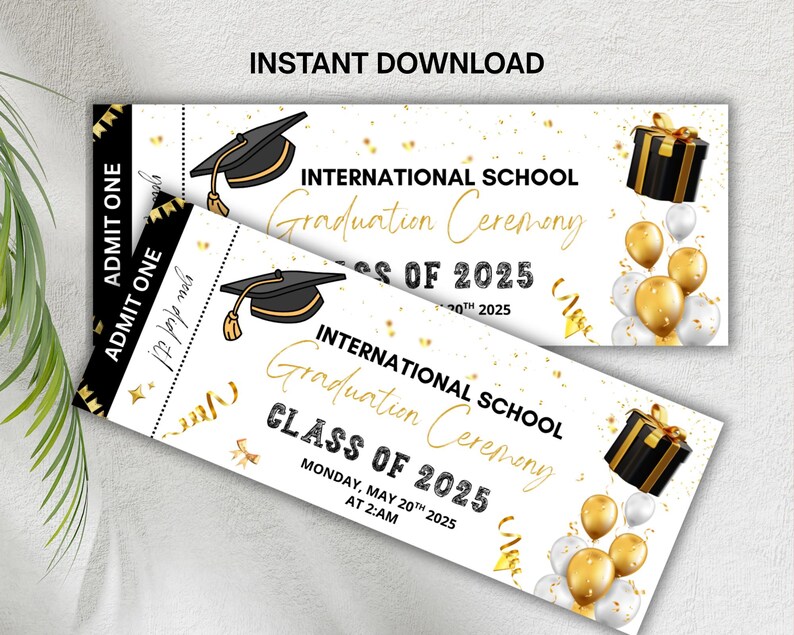 Editable Graduation Ceremony Ticket: Class of 2025 (instant Download ...