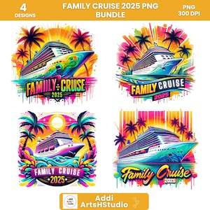Family Cruise 2025 Watercolor PNG Bundle: Summer Vacation Shirt Designs (Instant Download