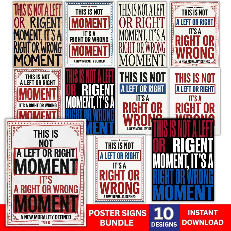 Printable This is Not Left or Right Poster Sign Bundle, Anti Trump ...