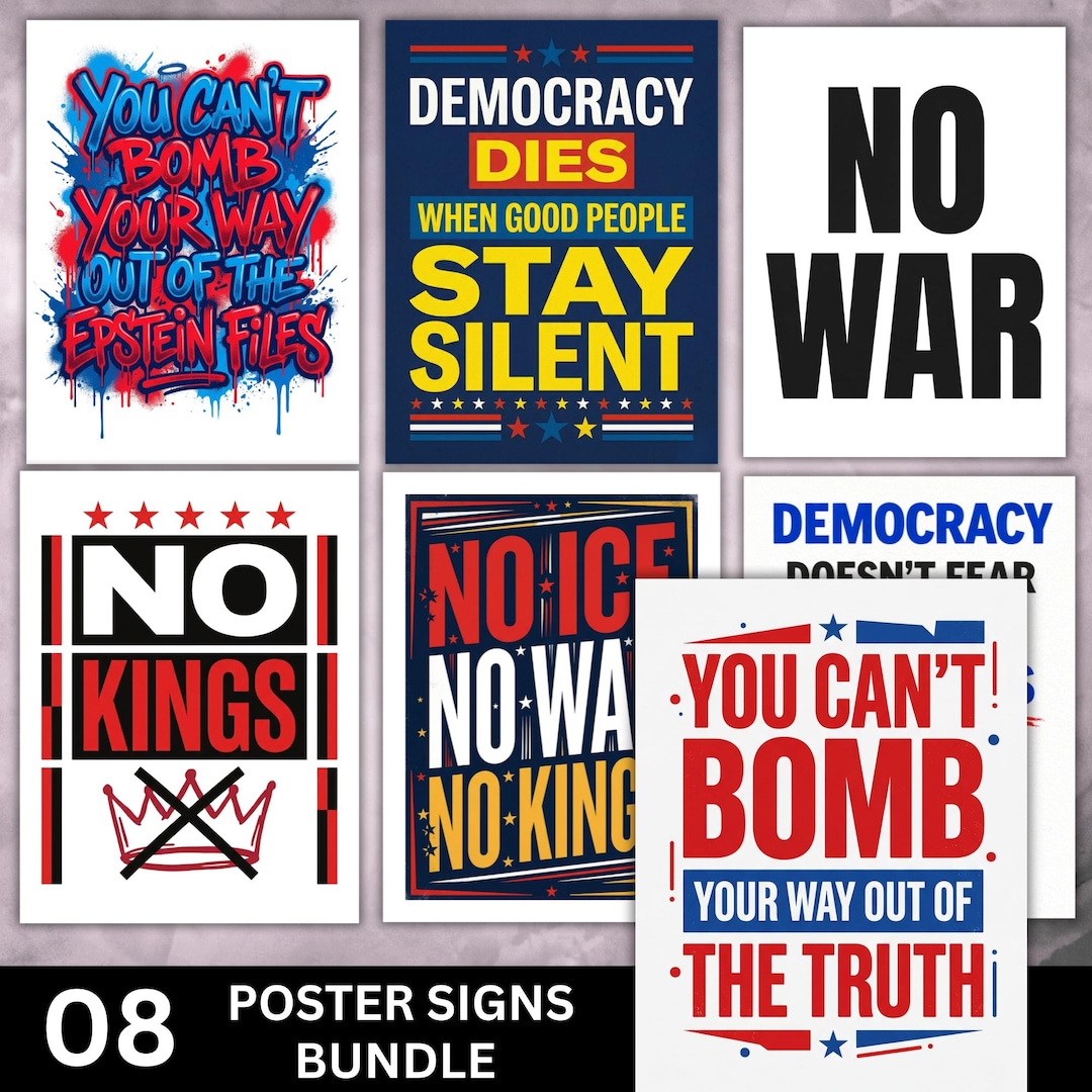 Printable Anti-trump Protest Sign Bundle, No Kings Posters,resist ...