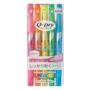 Ensemble de 5 couleurs assorties - Ensemble de surligneurs Uni Propus Window Q-Dry à séchage rapide, 5 couleurs, PUS-138T