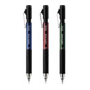 May include: Three mechanical pencils in blue, red, and green. Each pencil has a black grip, a silver clip, and the text "enpitsu sharp" and "KOKUYO PS-P402, PS-P400, PS-P401". The pencils are labeled with the lead sizes 0.7, 0.9, and 1.3.