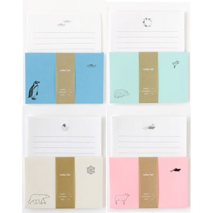 Juego de cartas de la serie Animal (6 hojas de papel de carta, 3 sobres y 3 sellos) - Hecho en Japón, papel japonés de alta calidad
