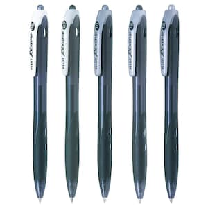 May include: Five black and grey Pilot Rexgrip pens with different nib sizes: 0.5, 0.7, 1.0, 1.2, and 1.6. Each pen features a white grip section and a silver clip. The pens are displayed vertically against a white backdrop.