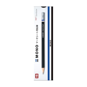 May include: A black and silver HB pencil with the text "MONO mark sheet" and Japanese text. The pencil is in a white and blue package with the brand name "Tombow". The pencil is sharpened and ready for use.