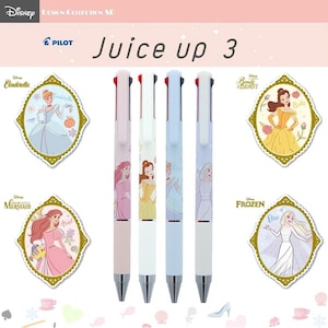 Wyprodukowano w Japonii — Pilot Juice Up 3 Ultra-cienki długopis Disney Princess 0,4 mm, 3-kolorowy, końcówka Synergy, LKJP-50S4, Ariel, Elsa, Kopciuszek, Bella