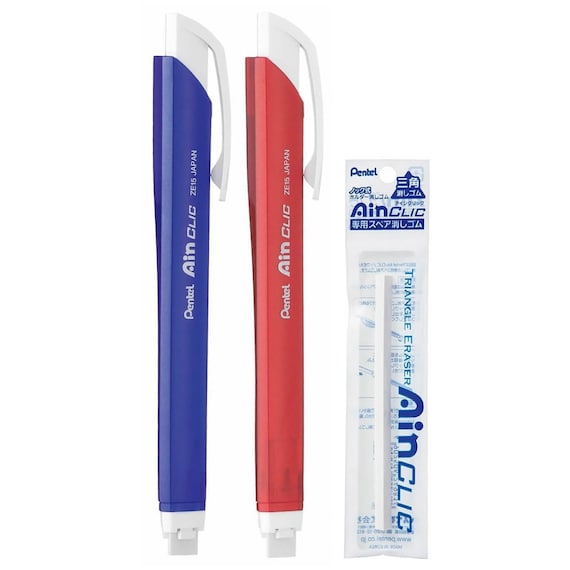 Pentel Ain CLIC Triangle Retractable Eraser Pen, Refillable, Made
