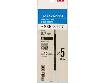 Uni Jetstream SXR-80-07K 0.7mm Pen Refills (Pack of 5), Eco-Friendly Packaging, Made in Japan