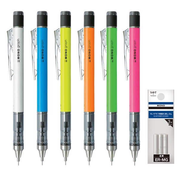 Tombow MONO graph NEON Color 0.5mm Shake & Write Mechanism Mechanical Pencil for Drafting, Drawing, Sketch