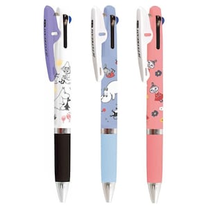 Made in Japan - Jetstream 0,5 mm 3-Farben (Schwarz, Blau, Rot) Kugelschreiber, Kawaii Cute Pen, Moomin, Snufkin, Little My