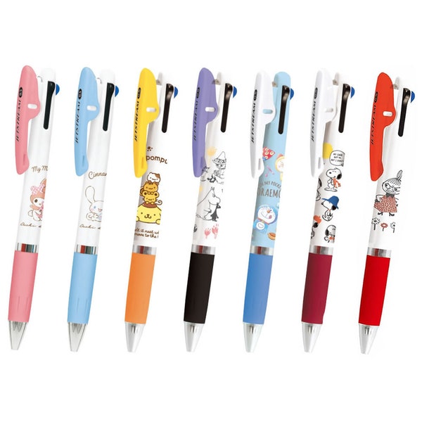 Made in Japan - Jetstream 0.5mm 3-Colour (Black, Blue, Red) Ballpoint Pen, Kawaii Cute Japan Pen, Doraemon, Snoopy, Moomin, My Melody