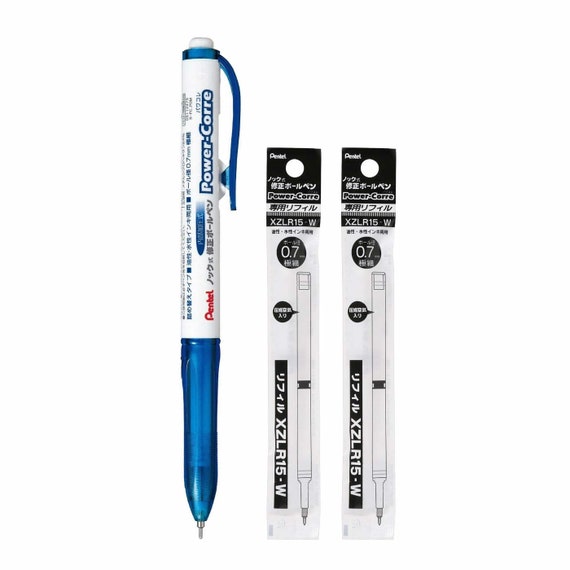Pentel Power-corre Correction Pen, 0.7mm, White Correction Fluid,  Refillable, Made in Japan, XZL15-WC 