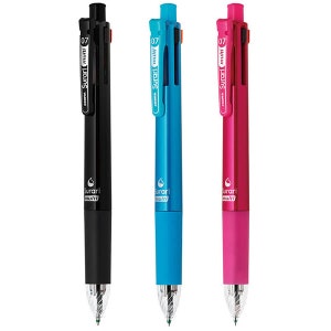 May include: Three multi-coloured pens with black barrels and silver accents. The pens are labelled "Surari Multi" and have a blue, black, and pink colour scheme.