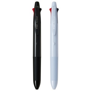 May include: Two Pilot Acroball retractable ballpoint pens. The pen on the left is black and the pen on the right is light blue.