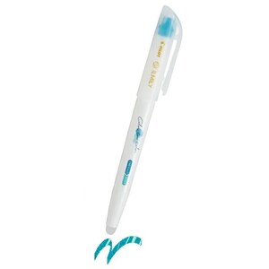Peut inclure: Stylo gel effa&ccedil;able Pilot Frixion Clicker blanc avec des accents bleus. Le stylo porte l'inscription "Pilot" et "ILMILY" sur le c&ocirc;t&eacute;. Le stylo pointe vers un tourbillon bleu turquoise.