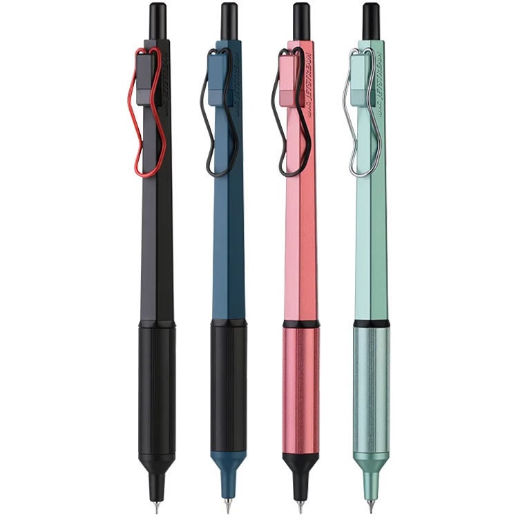 Uni-ball Zento, penne a sfera con inchiostro gel, 2 penne nere a punta media liscia, penne giapponesi colorate, colori bohémien