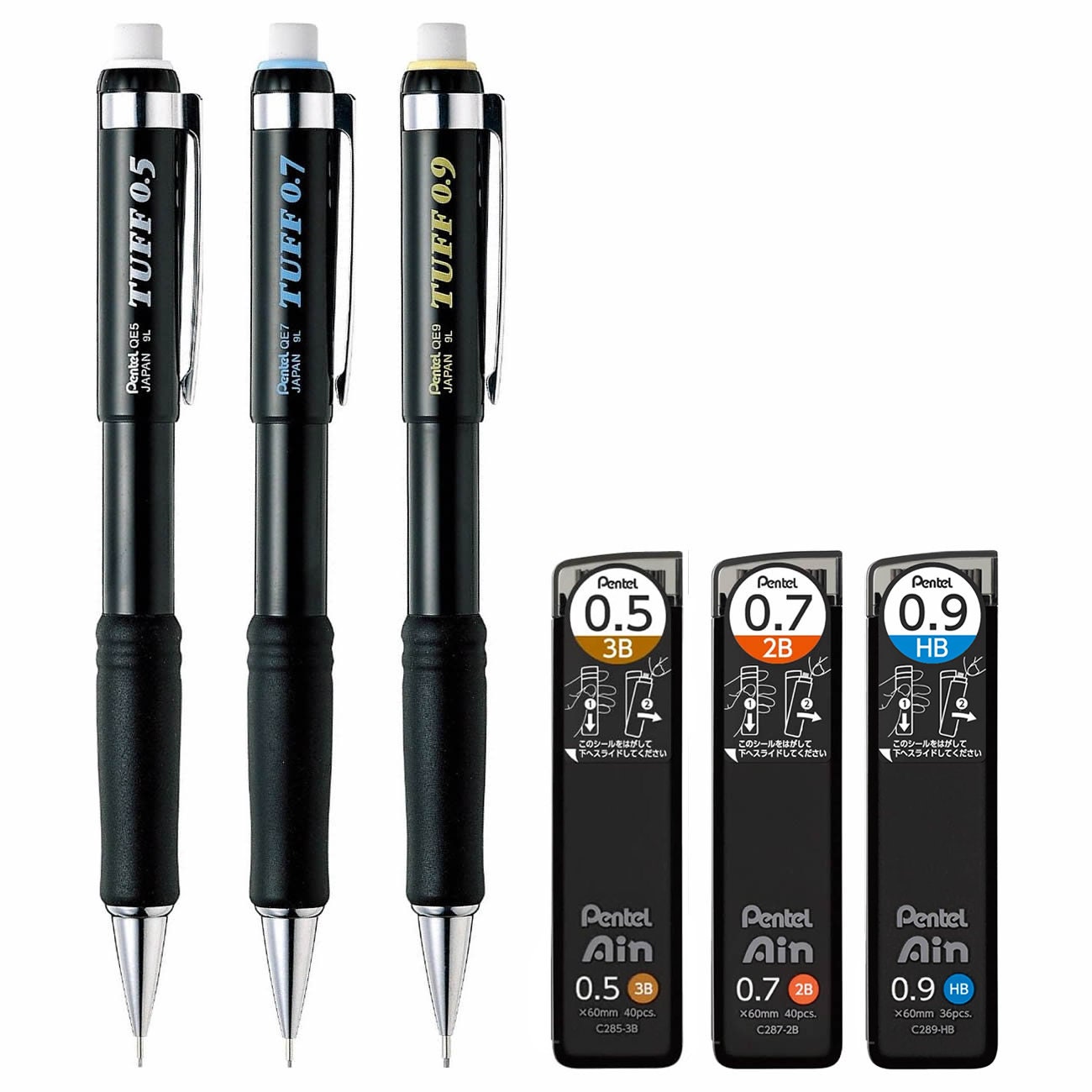 Pentel TUFF 0.5mm, 0.7mm and 0.9mm Mechanical Pencils for Drafting