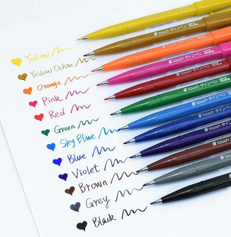 NEW Pastel Series Pastel Color Pentel Fude Touch Brush Sign Pen 12