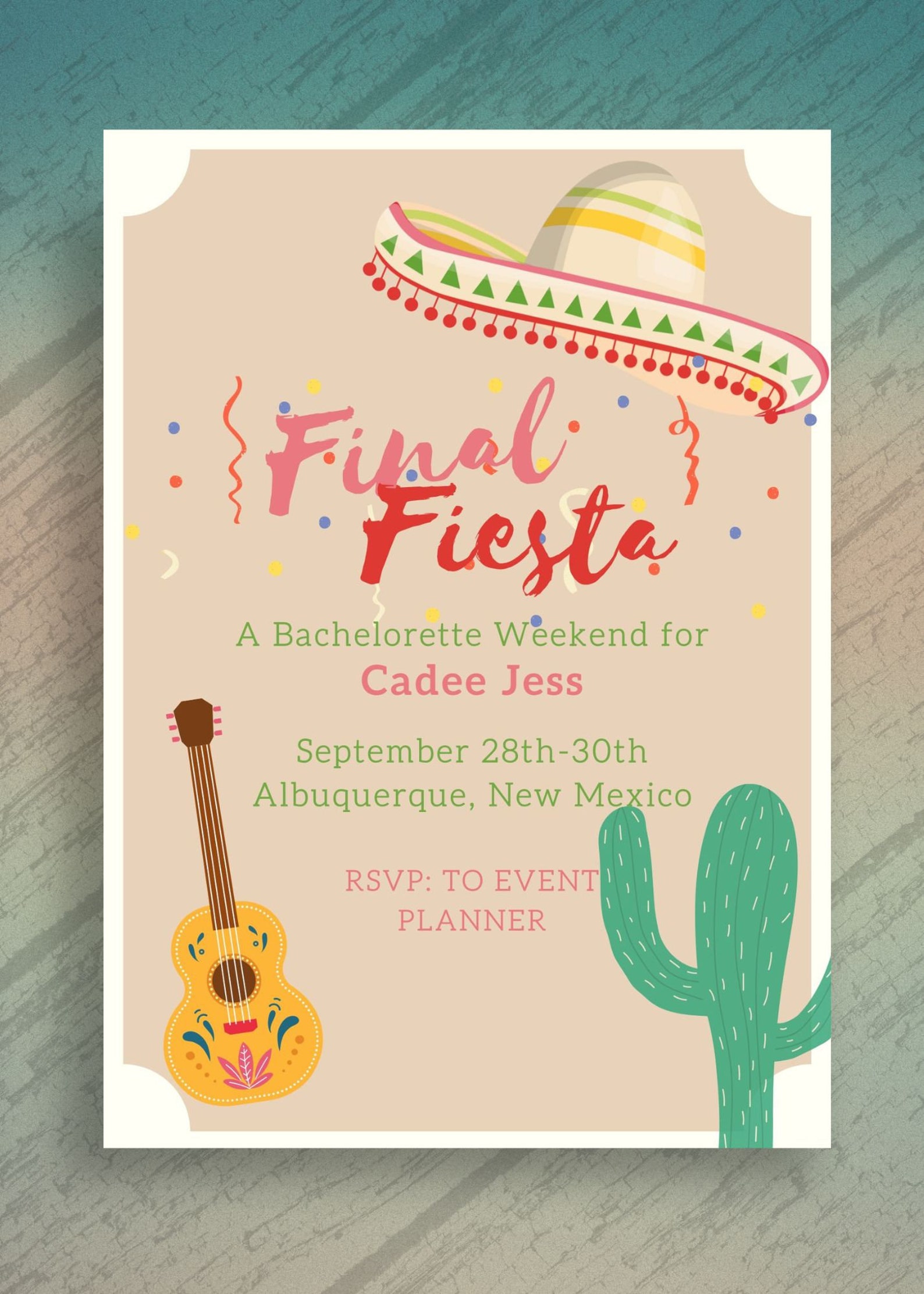 Final Fiesta Bachelorette Weekend, Invitation and Itinerary, Cute ...