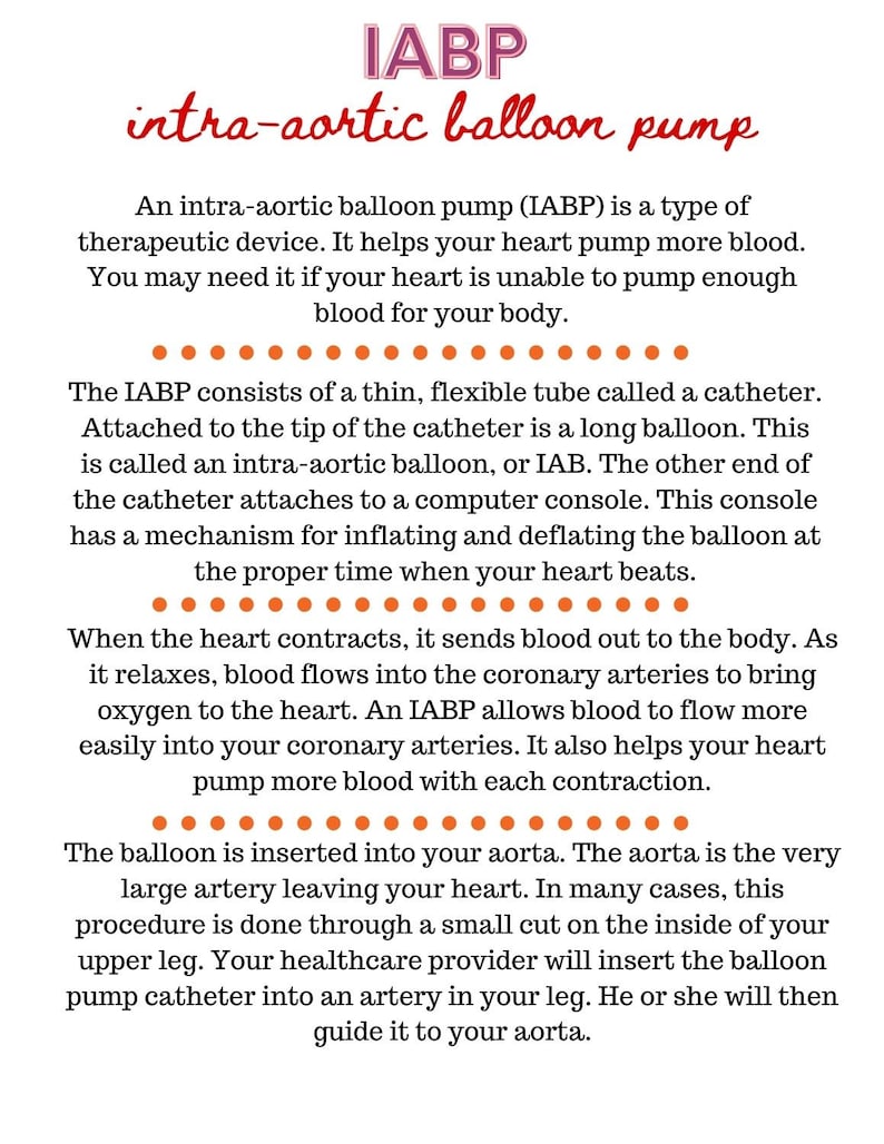 IABP Cheat Sheet, RN Nursing Notes, Balloon Pump Notes, ICU Notes, Nursing Cheat Sheets, Cardiac