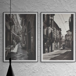 Italian Black and White Wall Art, Set of 2 Vintage Southern Italy Pictures, Ancient Architecture Poster, Travel Photograpy, Digital Prints
