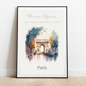 Watercolor Travel City Poster Print, Travel Wall Art,Paris Prints, Gallery Wall Travel Prints, Travel Wall Gallery, Digital Download
