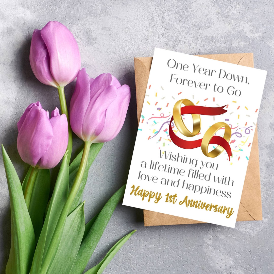 Happy 1st Anniversary Card Digital Printable 4x6 and 5x7 - Etsy