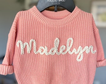 Custom Hand Embroidered Name Sweater