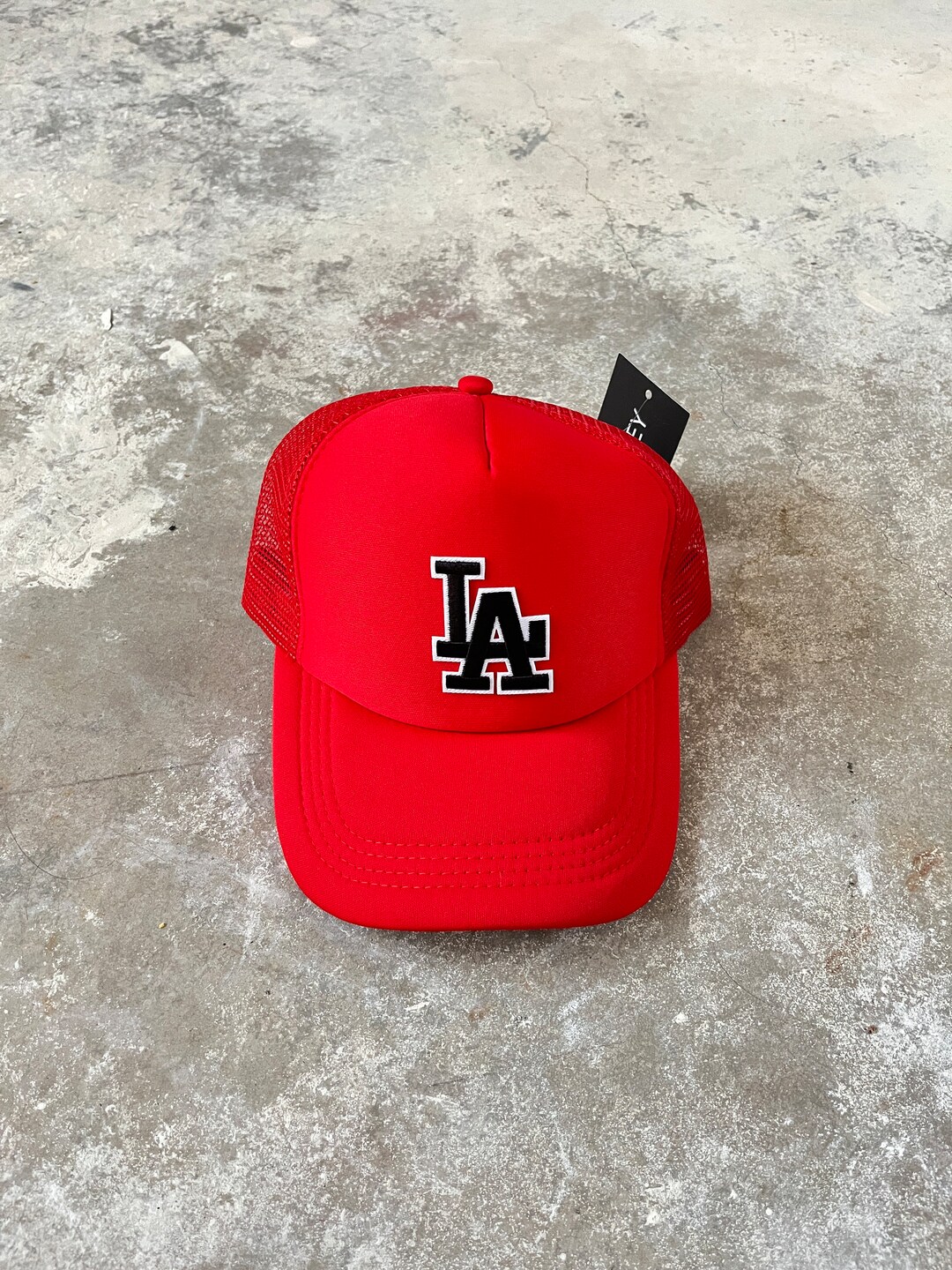 Iconic LA Trucker Hat Red Trucker Black on White Logo - Etsy