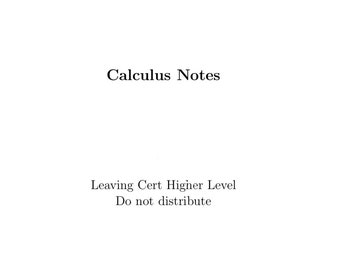 Calculus - Notes de fin d'études en mathématiques de niveau supérieur