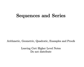 Sequences and Series - Leaving Cert higher level maths notes