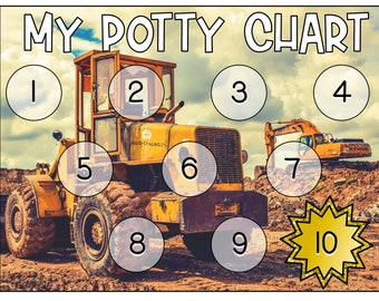 Construction Site Potty Chart for Kids and Toddlers | Dgiital Print | Sticker Chart | Digital Toilet Training Tracker