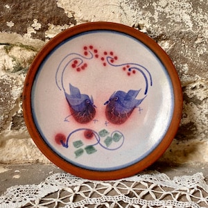 Vintage Studio Pottery Plate with Bird Design