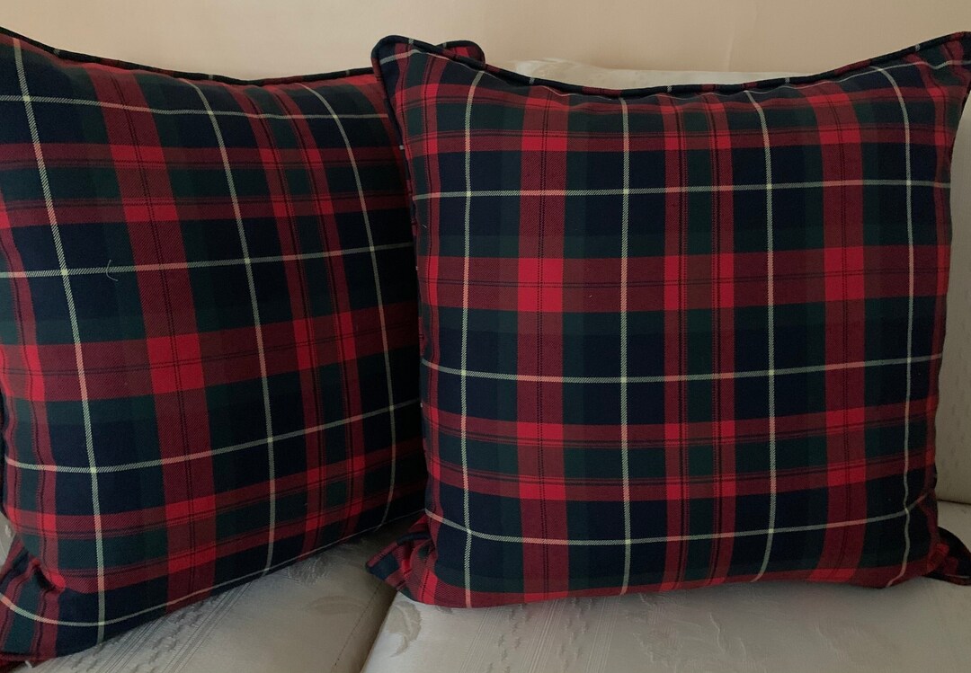 Pillow Cover Scottish Tartan Plaid, Holiday Plaid Pillow Covers, Red