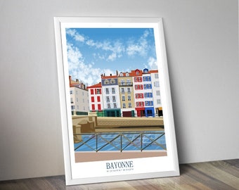Ilustración de cartel de BAYONA I País Vasco I suroeste