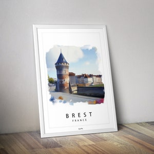 Poster cidade de Brest I a torre Tanguy I Monumento Naval