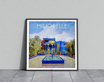 Majorelle fountain poster I Marrakech garden poster